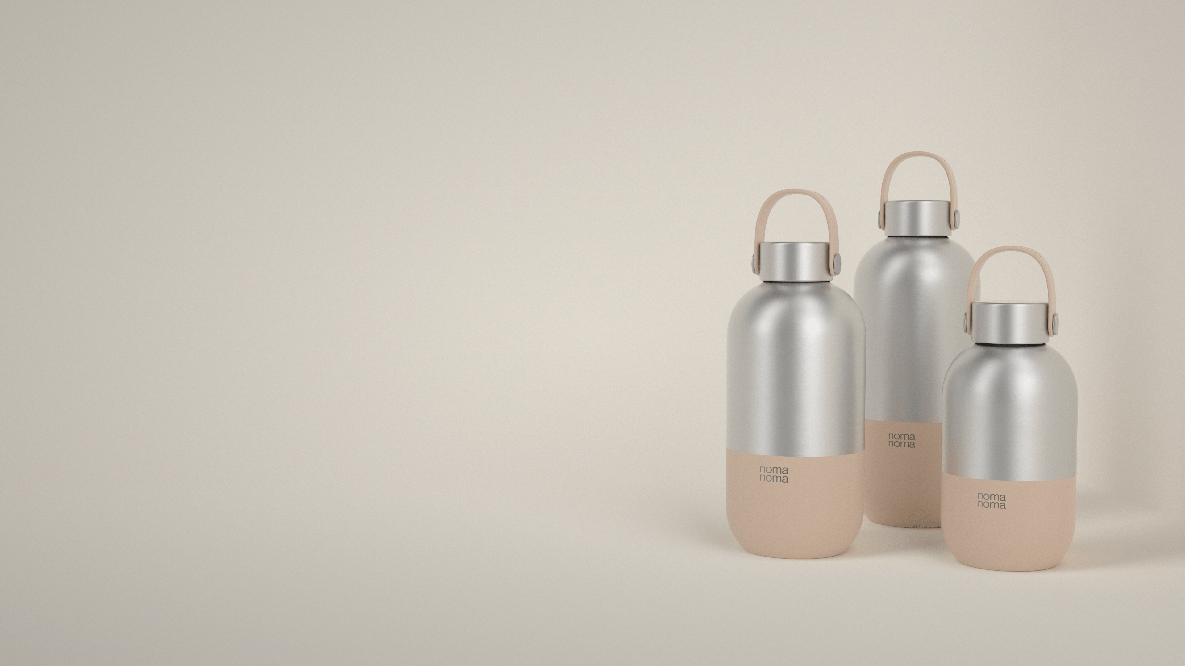 Die beige Trinkflasche von noma noma gibt es in drei praktischen Größen.
