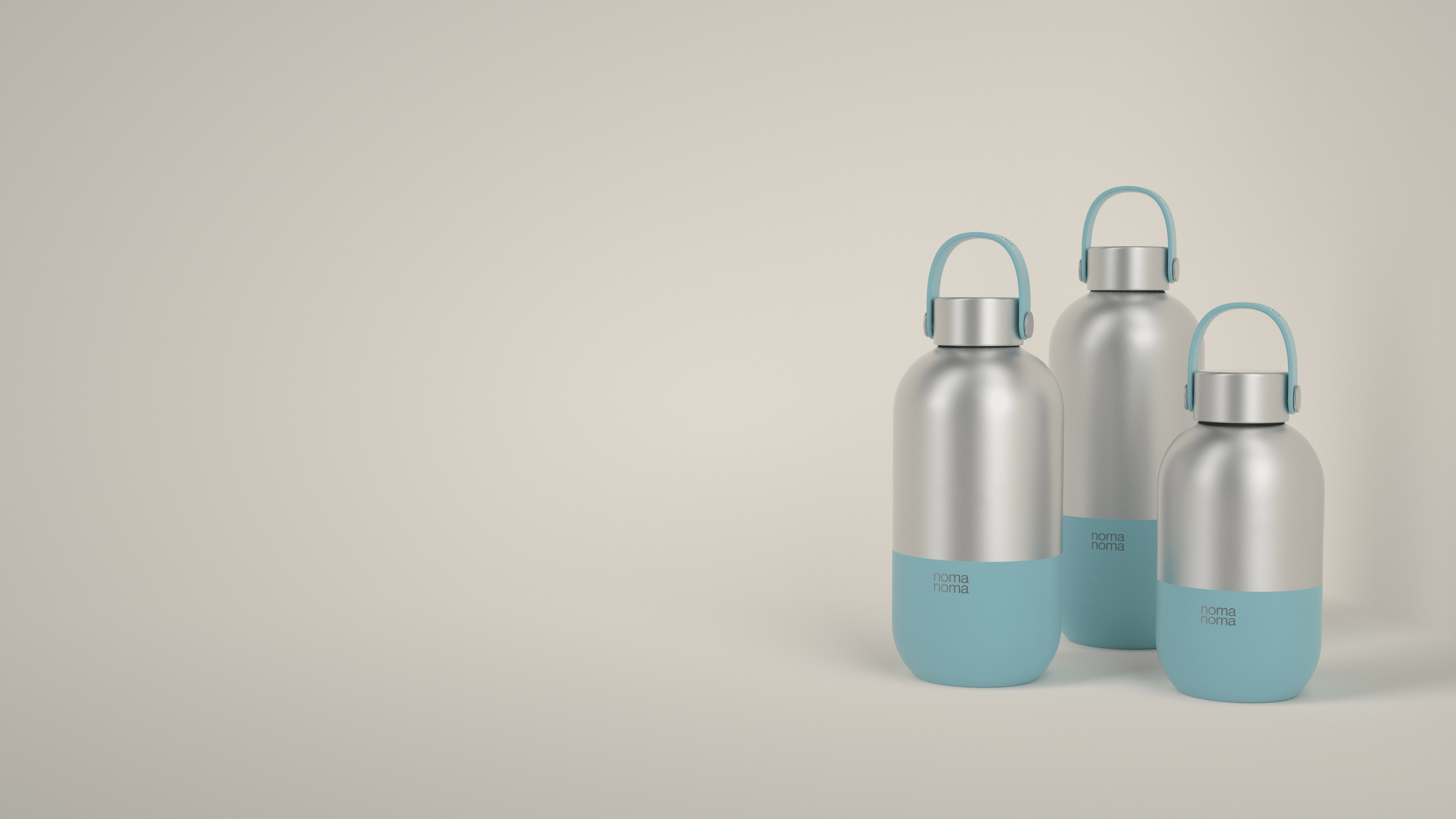 Die hellblaue Trinkflasche von noma noma gibt es in drei praktischen Größen.
