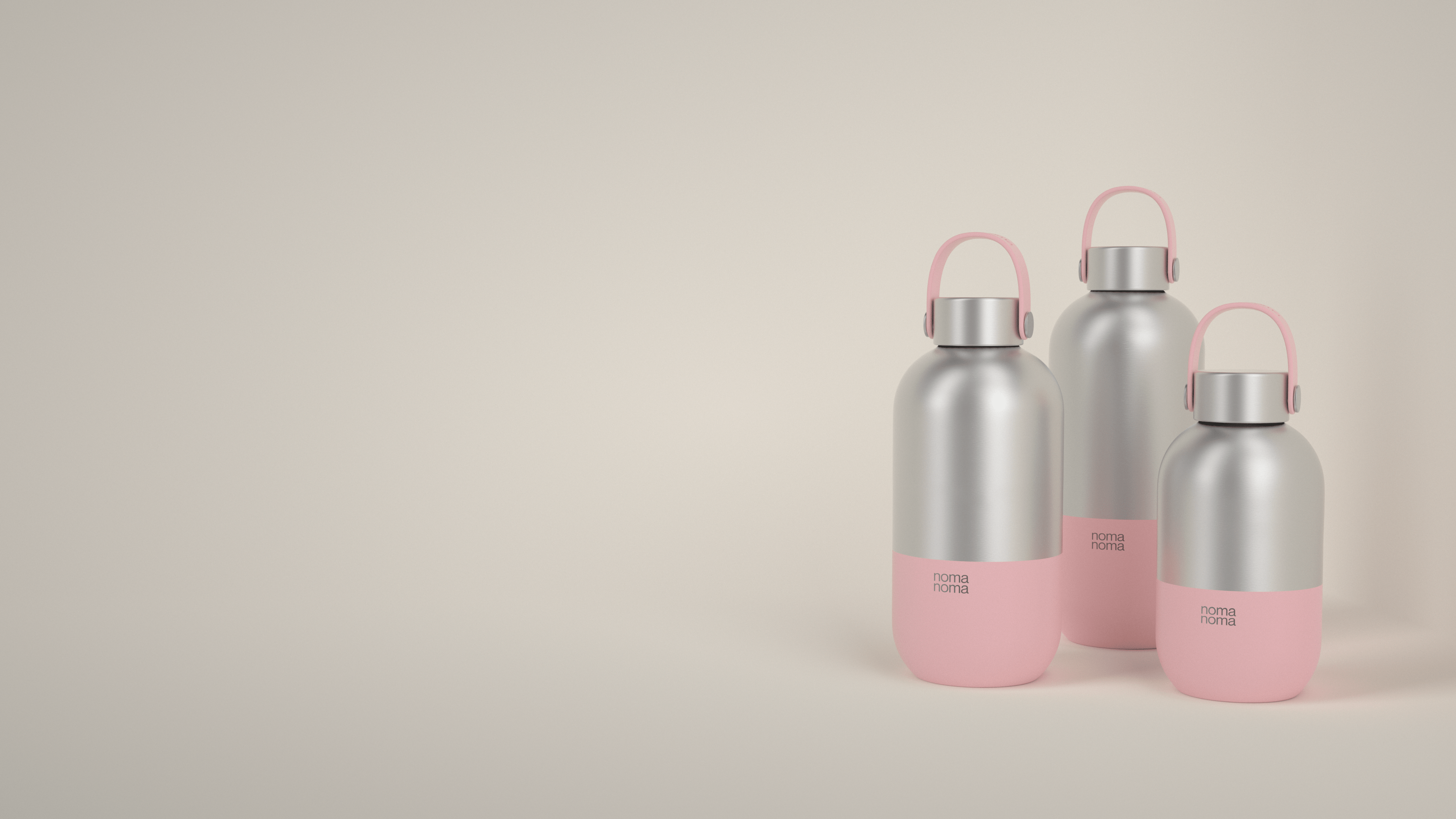 Die rosane Trinkflasche von noma noma gibt es in drei praktischen Größen.