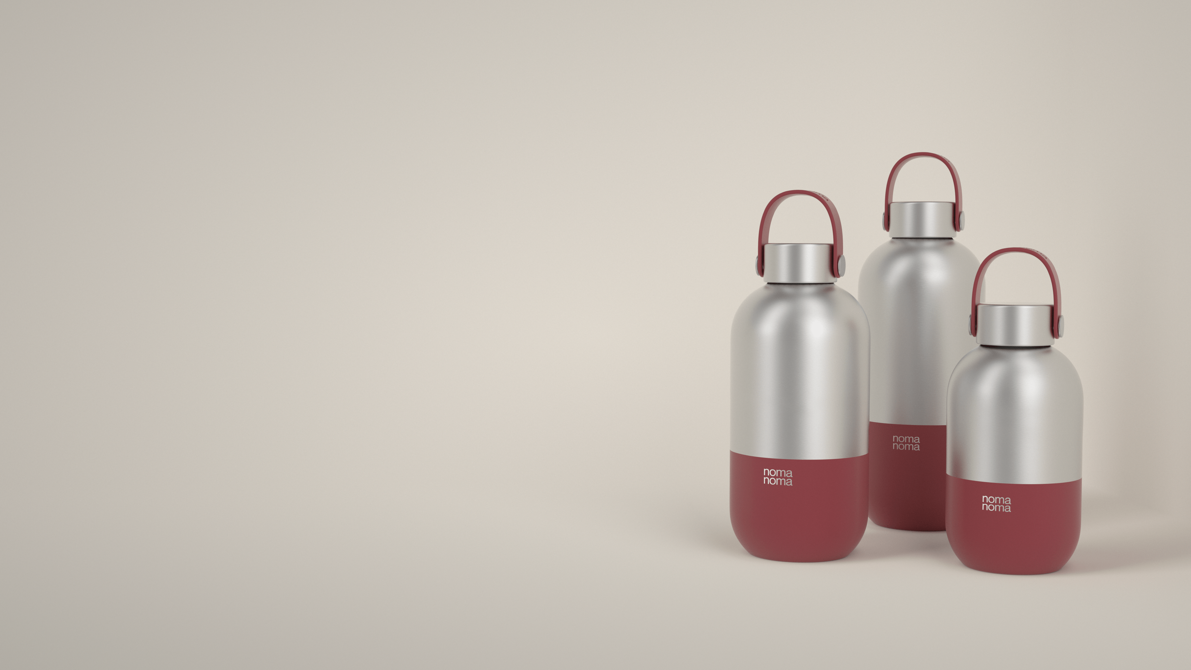 Die rote Trinkflasche von noma noma gibt es in drei praktischen Größen.