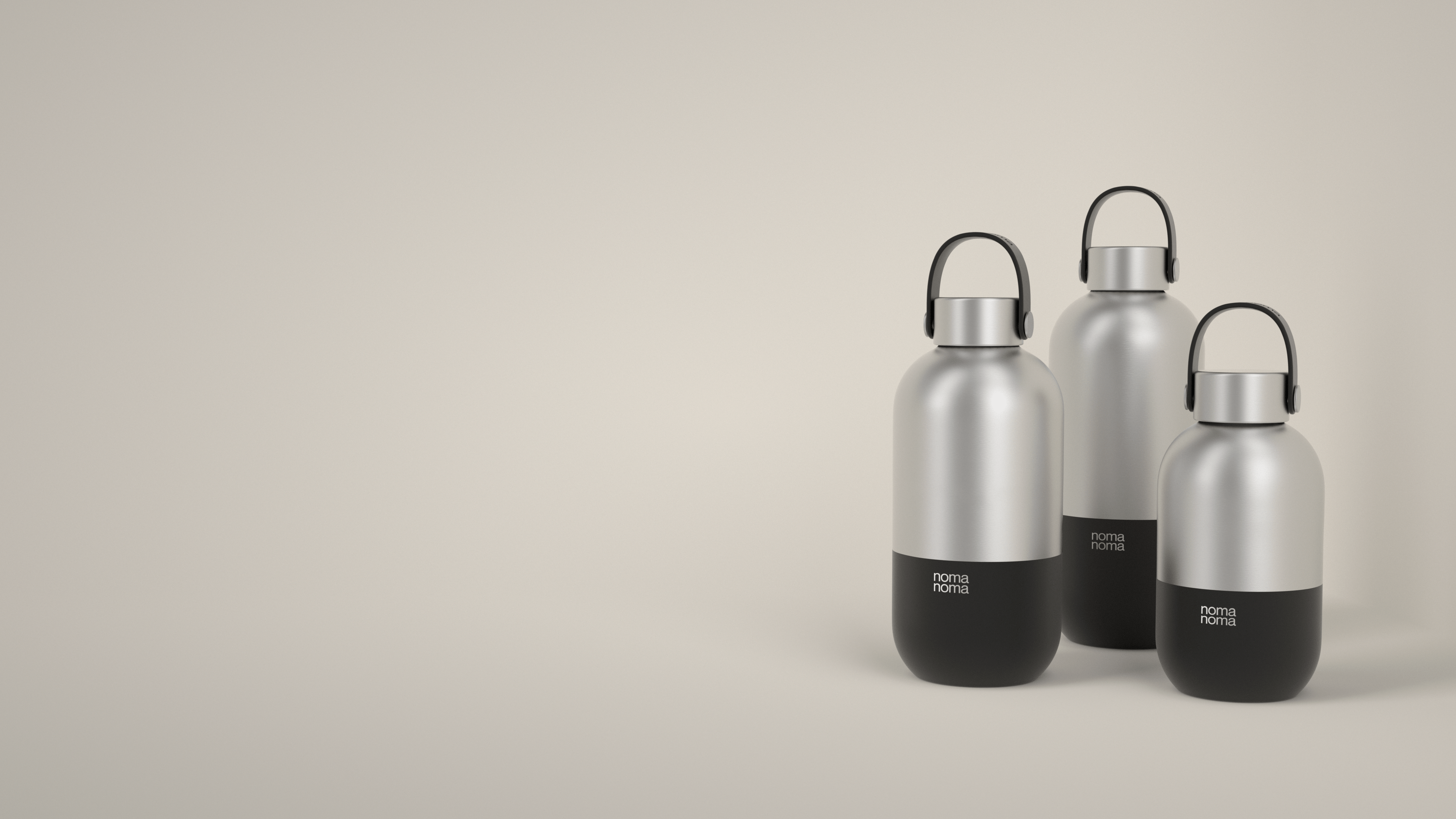 Die schwarze Trinkflasche von noma noma gibt es in drei praktischen Größen.