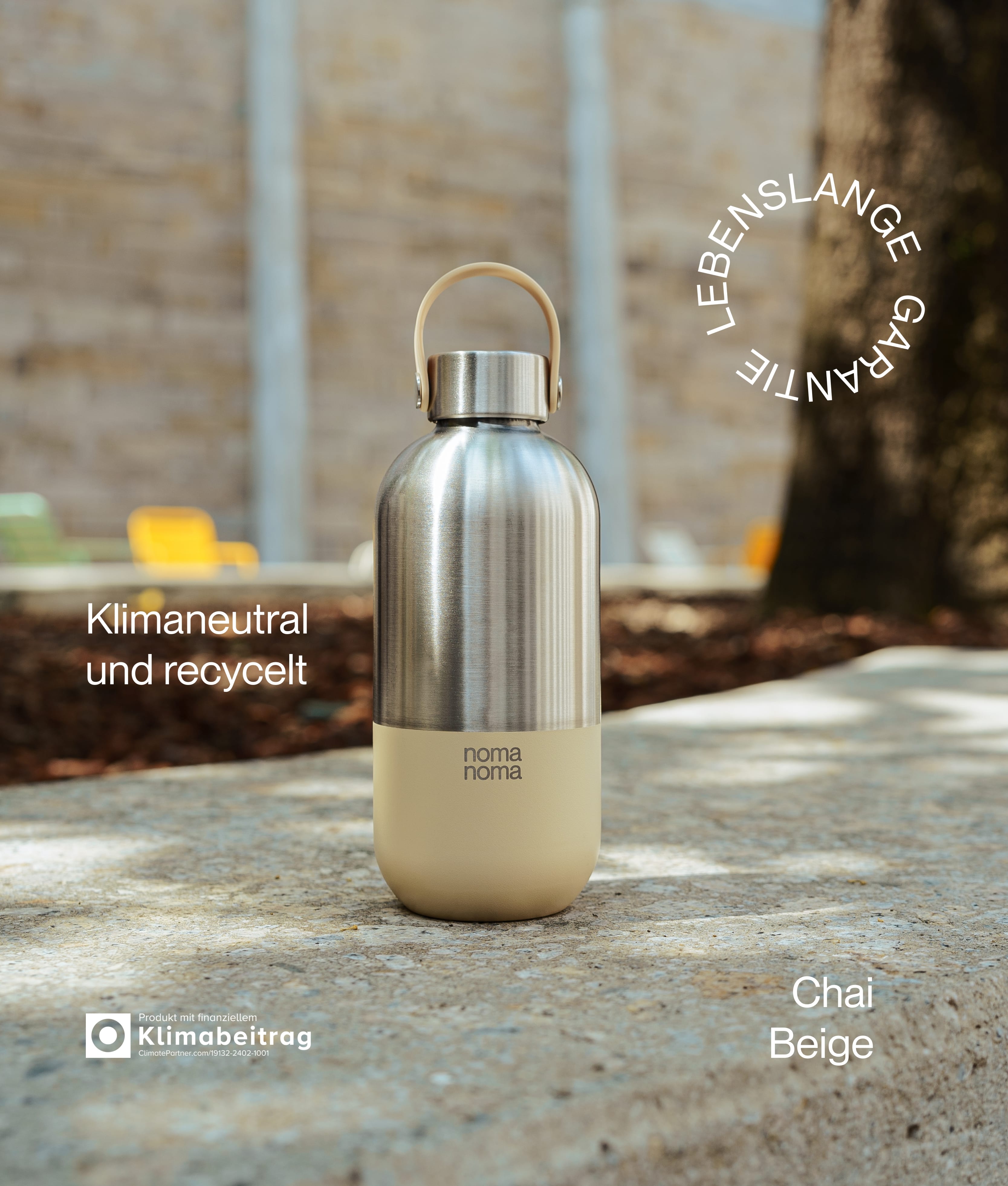 Edelstahl Trinkflasche 1000 ml Chai Beige