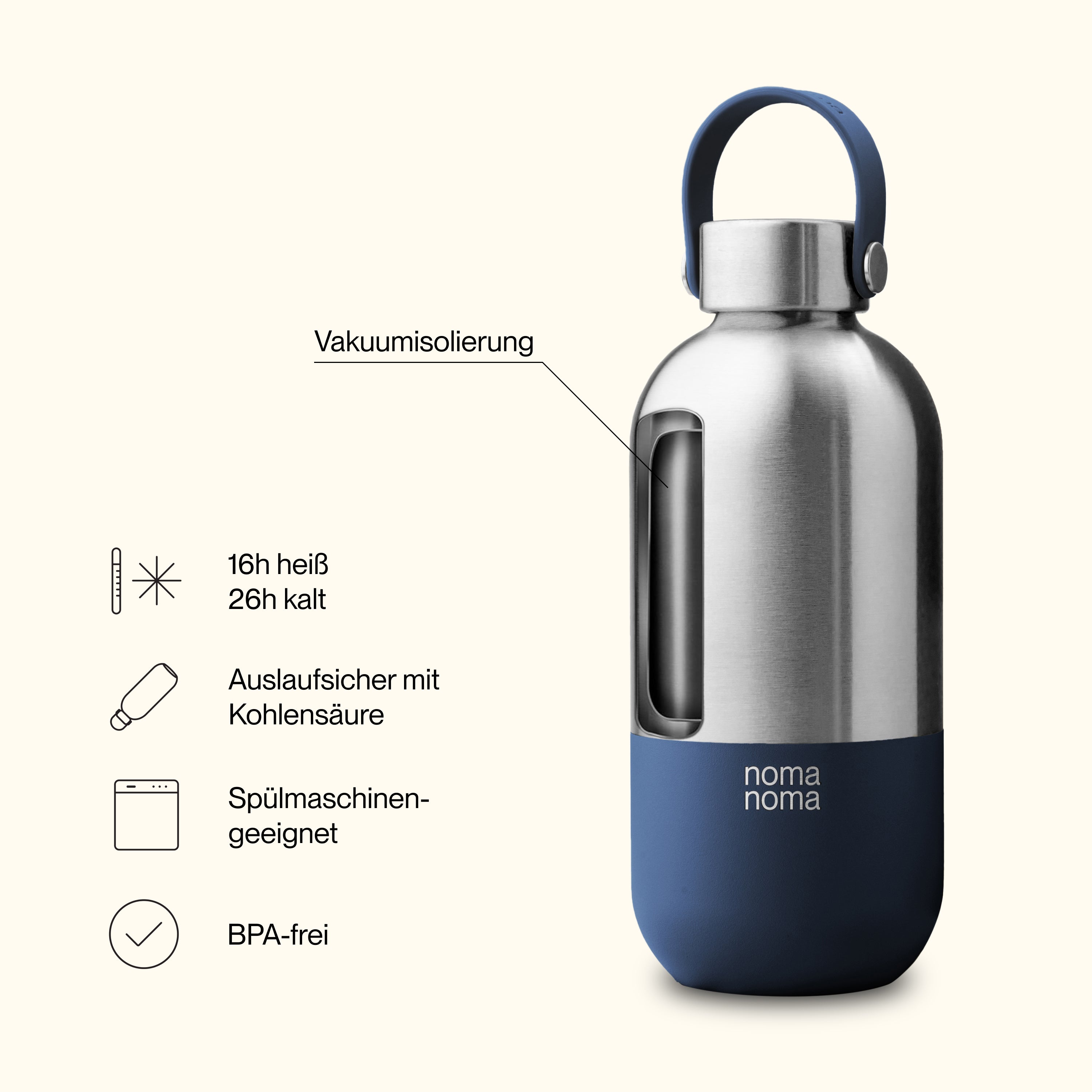 RVS drinkfles 500 ml Soda Blue