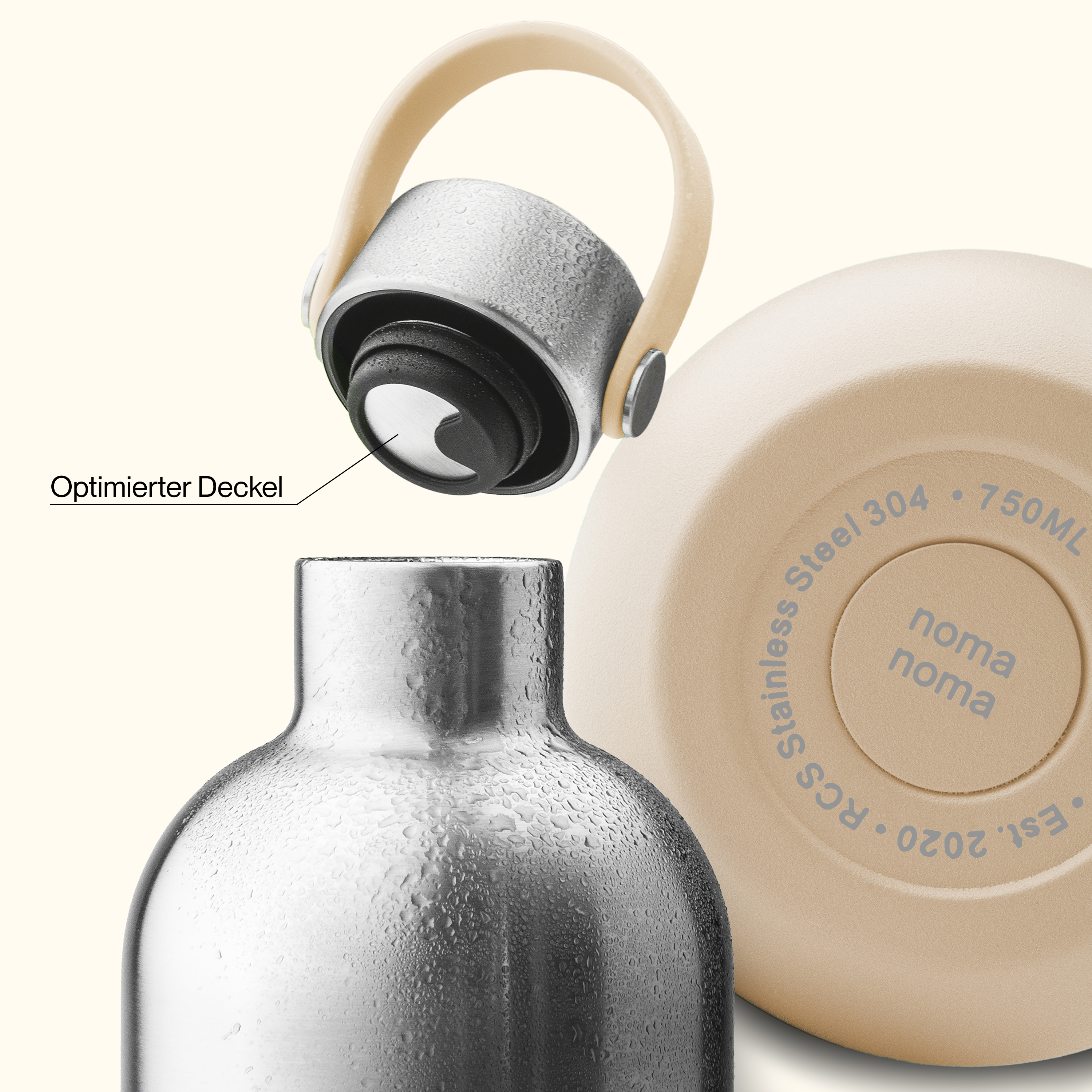 Stainless steel water bottle 500 ml Chai Beige