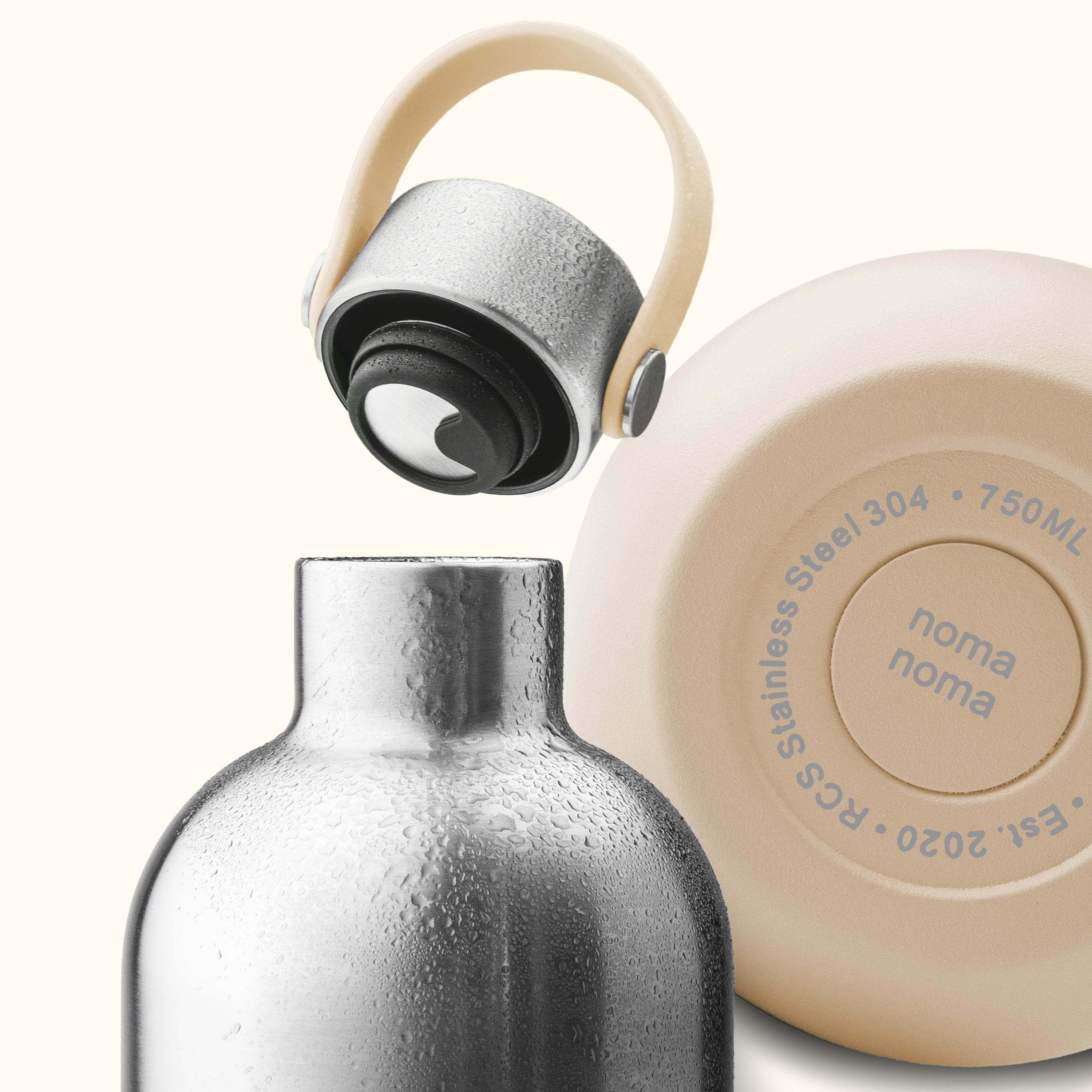 Edelstahl Trinkflasche 500 ml Chai Beige