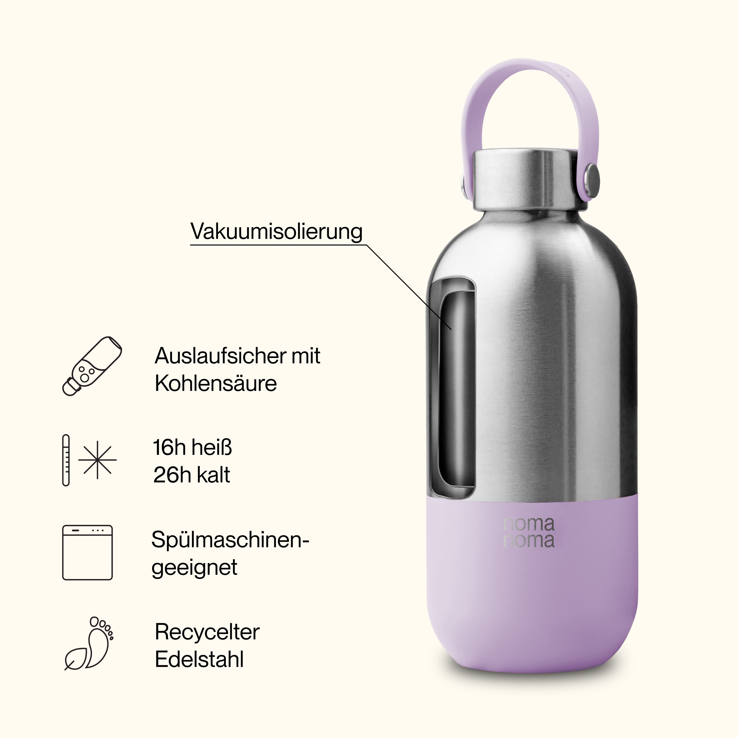 Edelstahl Trinkflasche 500 ml Lavender Purple