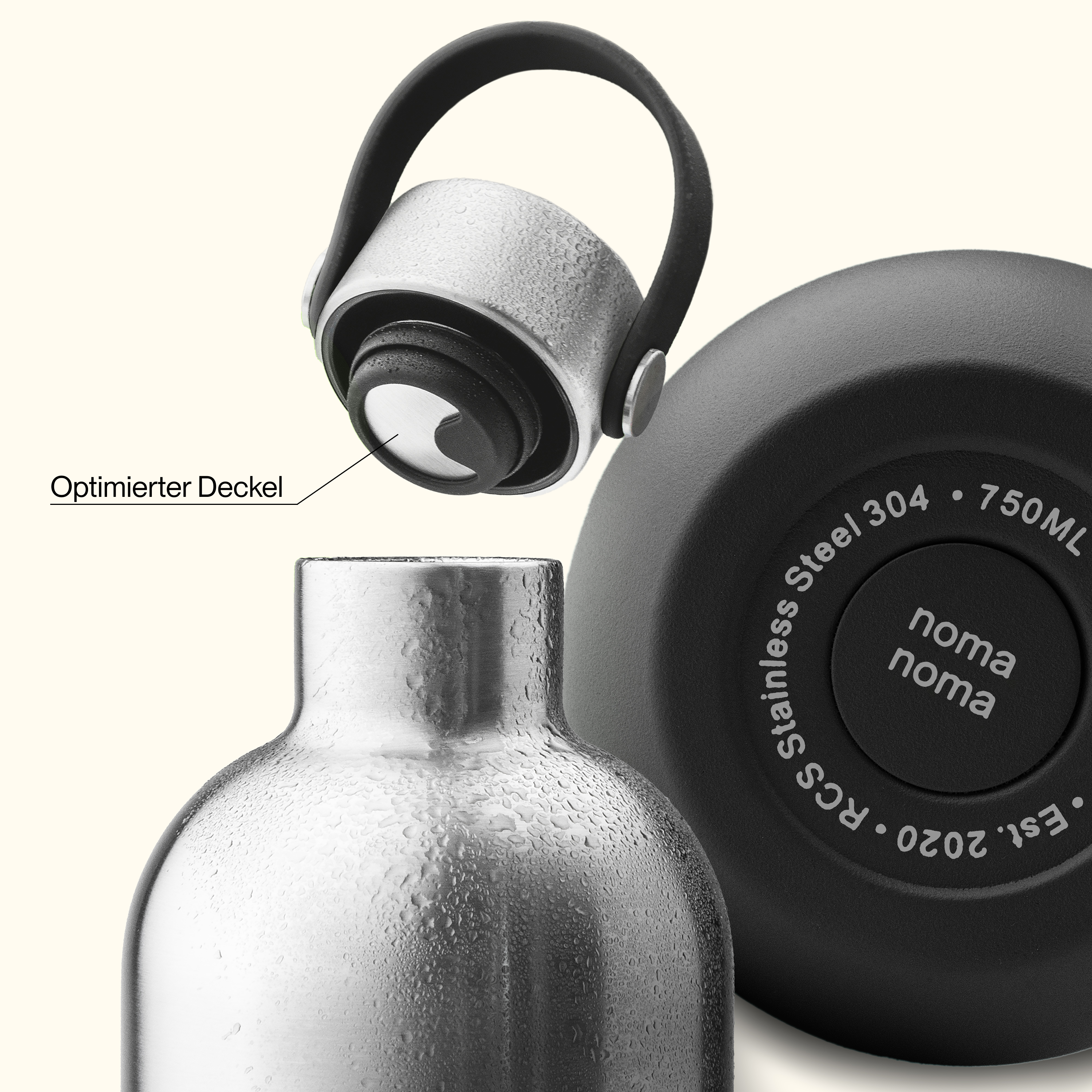 Stainless steel water bottle 1000 ml Coffee Black