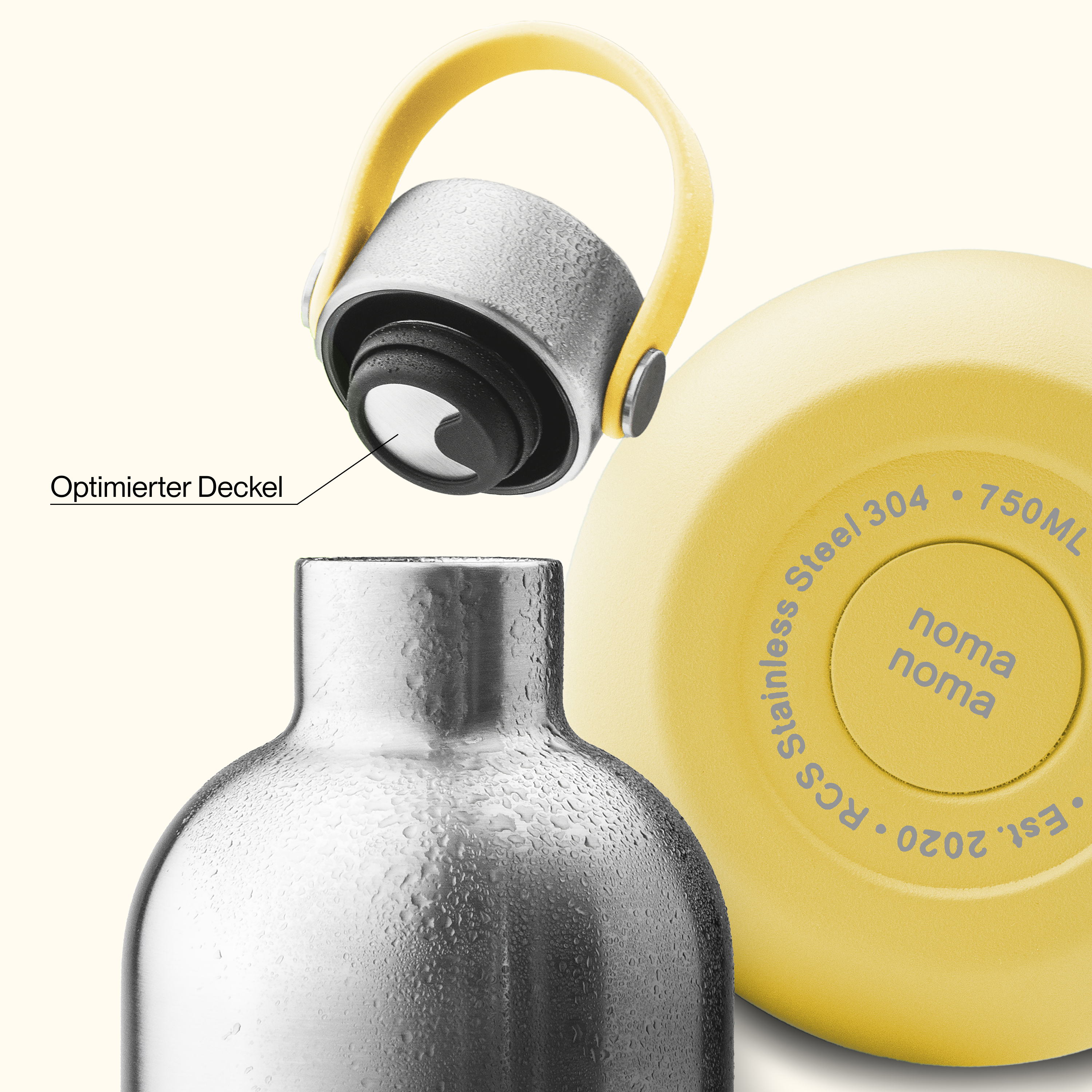 Stainless steel water bottle 500 ml Lemonade Yellow