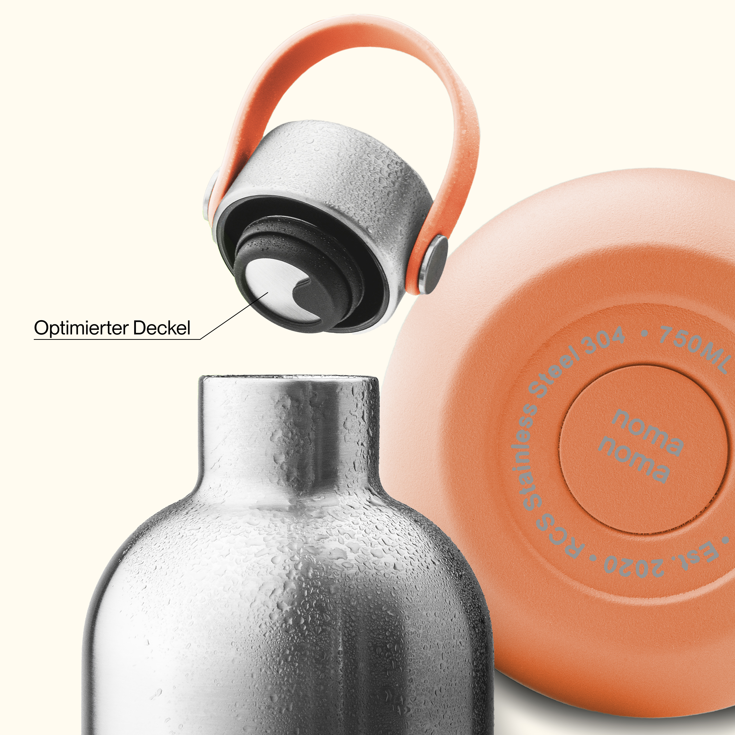 Edelstahl Trinkflasche 2.0 750 ml Peach Orange