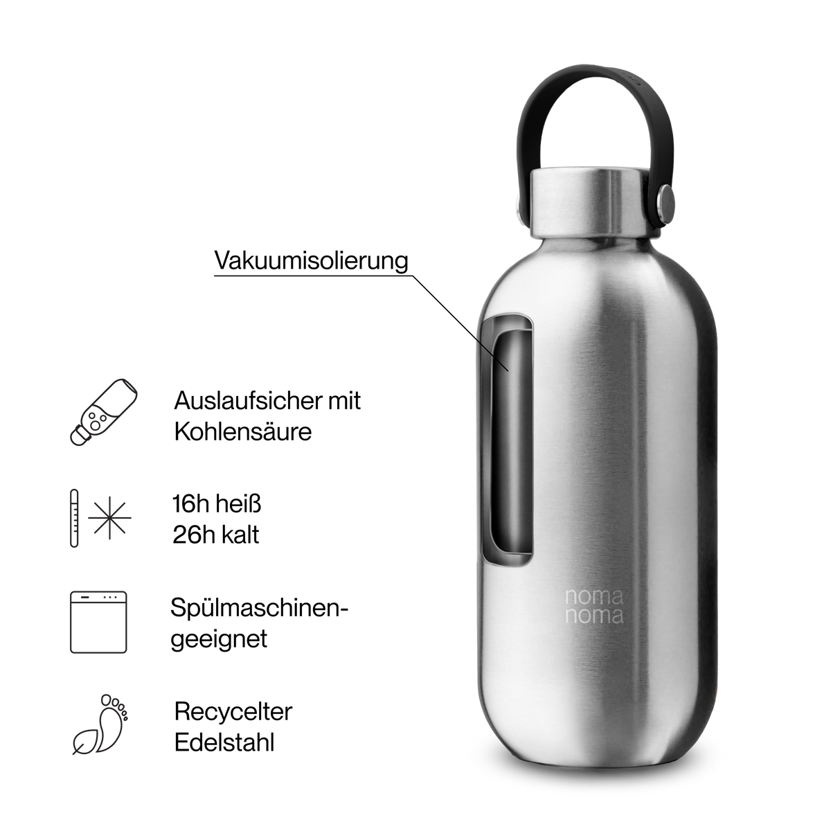 Edelstahl Trinkflasche 2.0 1000ml Ice Silver